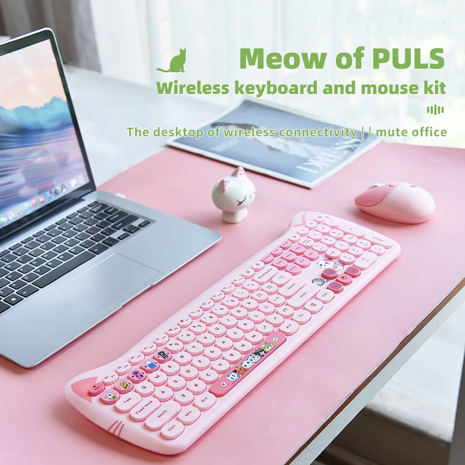 

Mofii Cute 2,4 ГГц Plug and Play, цветная беспроводная клавиатура, мышь, совместимая с Windows, компьютером, компьютером, настольным ПК, ноутбуком