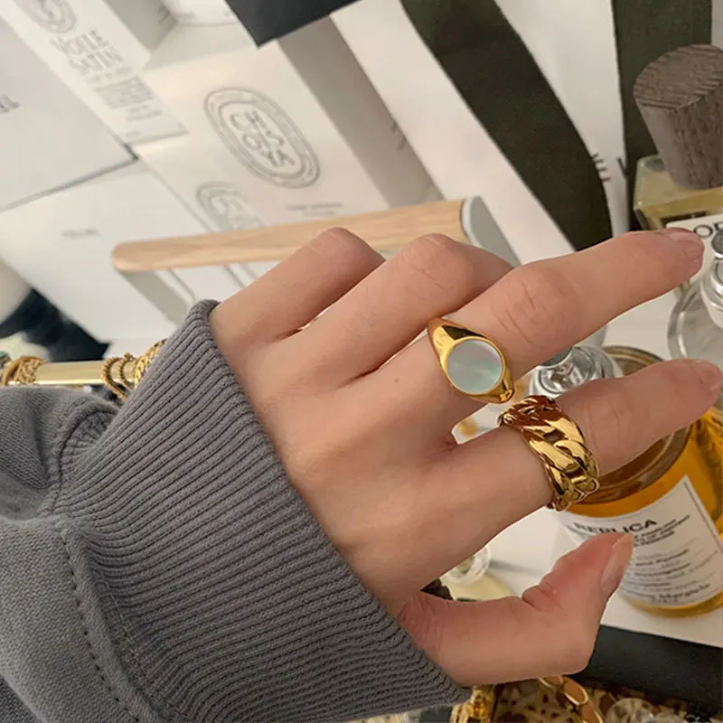 925 Sterling Silver Smooth Oval Stone Rings For Women Jewelry Beautiful Finger Open Rings For Party Birthday Gift