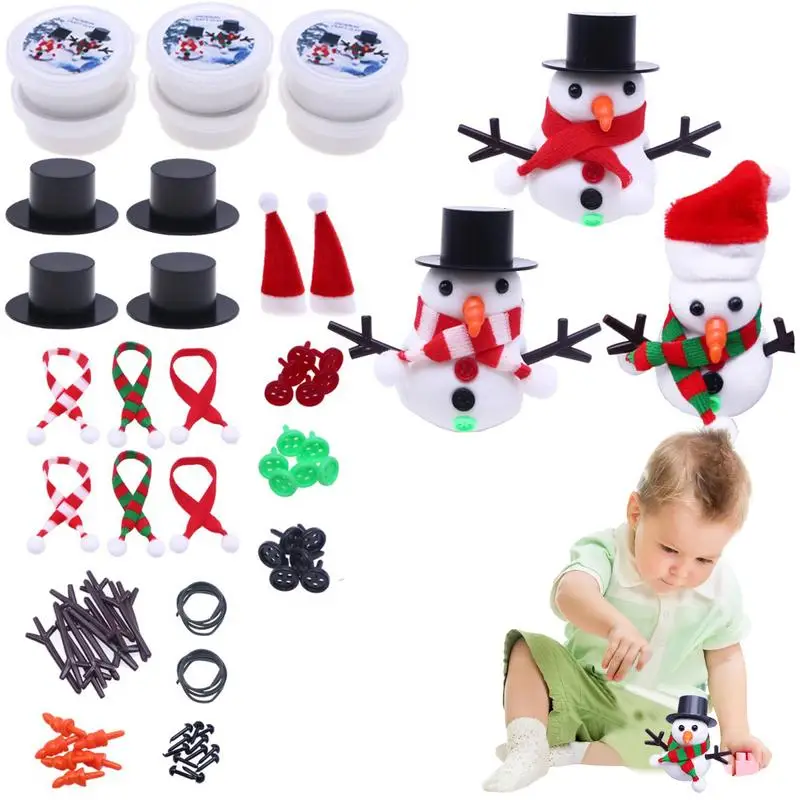 Snowman Clay Craft Kit 13X Snow Maker For Kids Winter Game Clay Handmade Christmas Crafts Air Dry Clay Crafts Stocking Stuffers