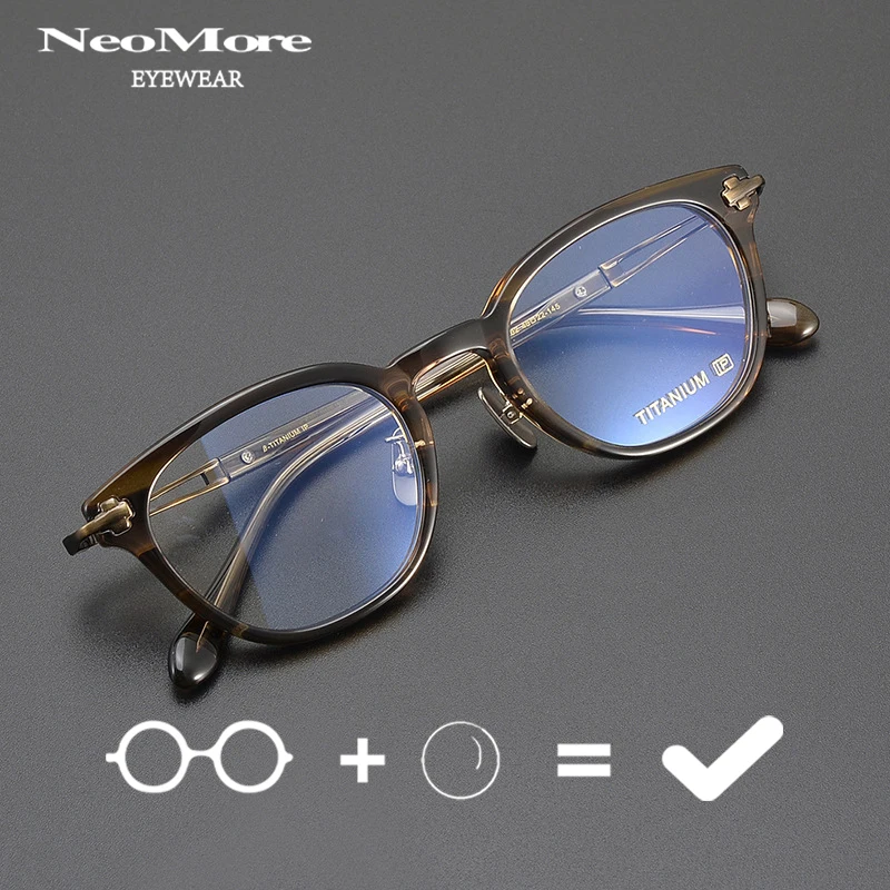 

Customized Acetate Titanium Alloy Eyeglass Frame Multifocal Male Reading Optical Lens Anti Blue Light Myopia Reading Glasses