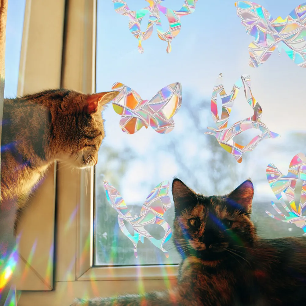 6pcs Bird Anti Collision Window Stickers Rainbow Prism Pvc Static Decals Reusable Home Decoration Decal For Living Room Bedroom