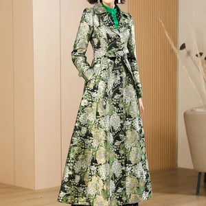 Frühlingsherbstinnen Frau Jacquard Jacke Girls Long Coat Blumen Outwear Trench Mode -Ärmel Long Outwear Track 10 Hauptverkaufsverkäufe hauptsächlich floral - №10