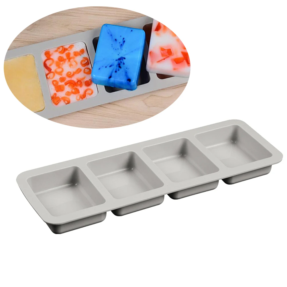 

4-Cavity Silicone Soap Non-Stick Easy Clean Baking Mold For Cake Cupcakes Pops Handmade Bar Mold Dishwasher Oven Friendly