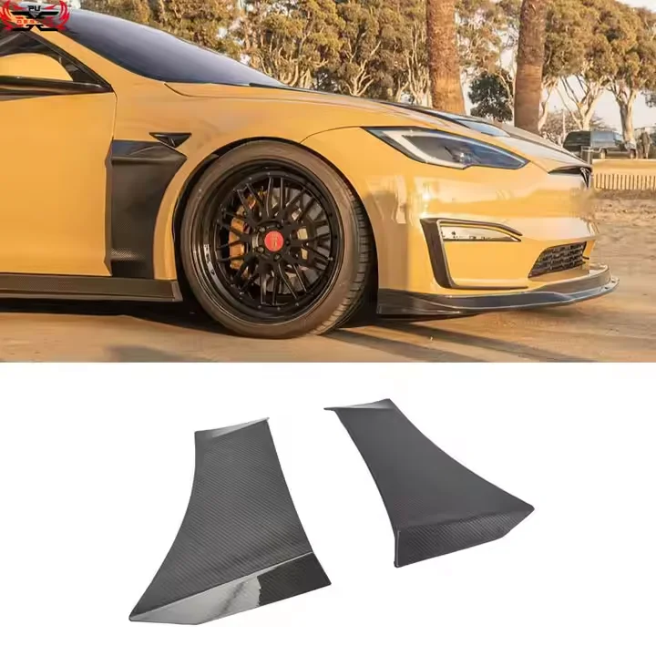

Dry Carbon Fiber Car Wheel Fenders Side Canards for Tesla 2021-2024 Model S Side Fenders Body Kits