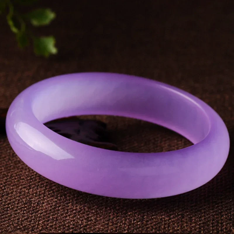 

Natural Violet Hand-carved Wide Bracelet Fashion Boutique Jewelry Men's and Women's Pink Purple Flat Bracelet Gift