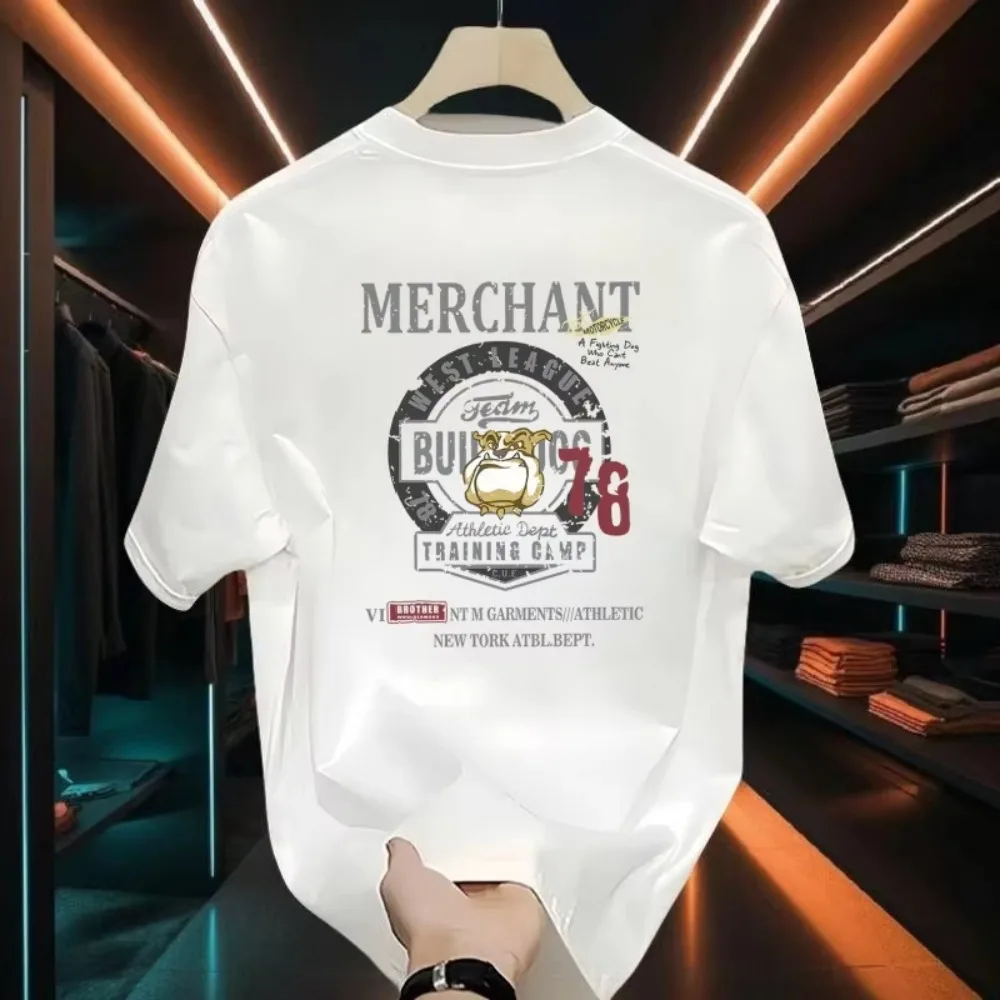 

2025 summer new American men's printed T-shirt short sleeve fashion brand clothing loose and breathable men's T-shirt