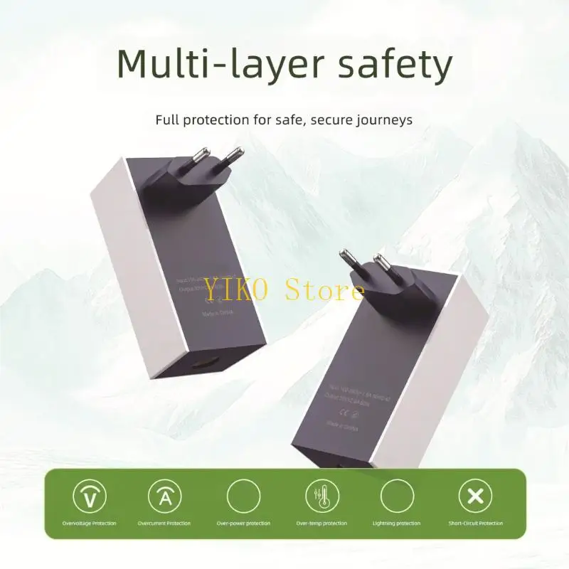 K32C 30V 2A 60W Wall Power Supply Unit with EU 2Pin Connection, Wide Input Line