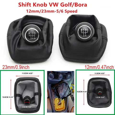 Para VW Golf Bora 3 4 5 cabezal de palanca de cambios Manual 5/6 velocidades 12/23mm perilla de cambio de caja de cambios VW Golf Gear con cubierta antipolvo perilla de cambio