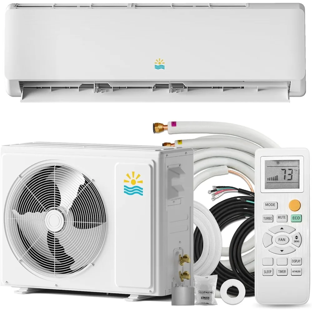 Mini sistema de calefacción/ac dividido de 18000 BTU, calefacción y refrigeración del inversor de aire acondicionado 19 SEER2 230V, CA sin conducto montada en la pared