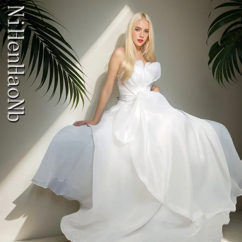 Abito da sposa da principessa formale bianco lungo 2024 abito da sposa abiti femminili per la festa serale