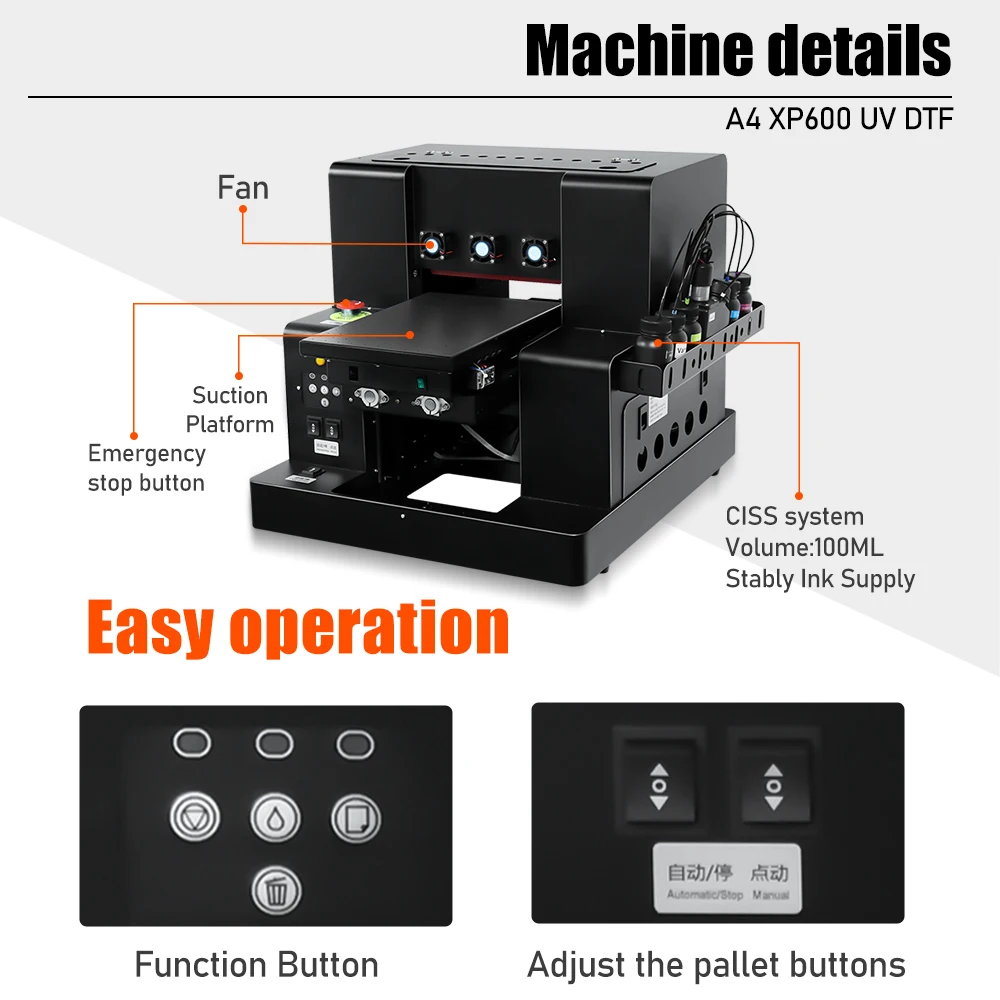 A4 uv dtf printer For Epson xp600 printer head uv dtf sticker printer with laminator for phone case glass acrylic metal uv print