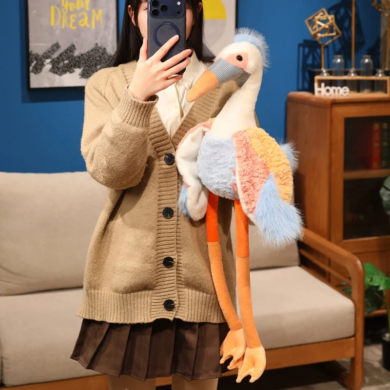 Jouet en peluche grue réaliste 50/60/70cm, longues jambes, Animal sauvage, poupée en peluche douce, accessoires Photo, cadeau d'anniversaire