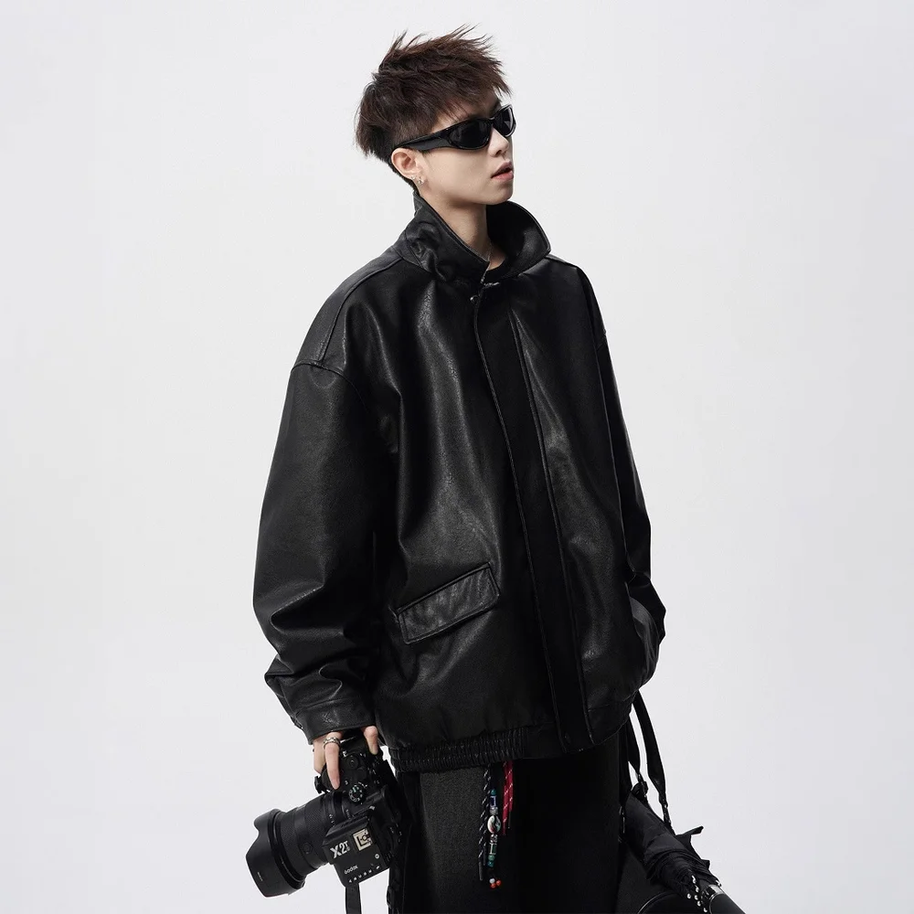 

Двусторонние куртки с капюшоном и лацканами в американском стиле ретро, короткая кожаная куртка в уличном стиле, два мужских пальто