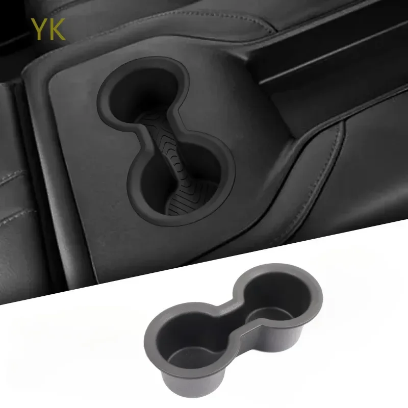 

For Honda Pilot 2023-25 TPE Black Car Second Row Water Cup Holder Storage Box Shock-Absorbing Cup Tray Tidying Car Accessories