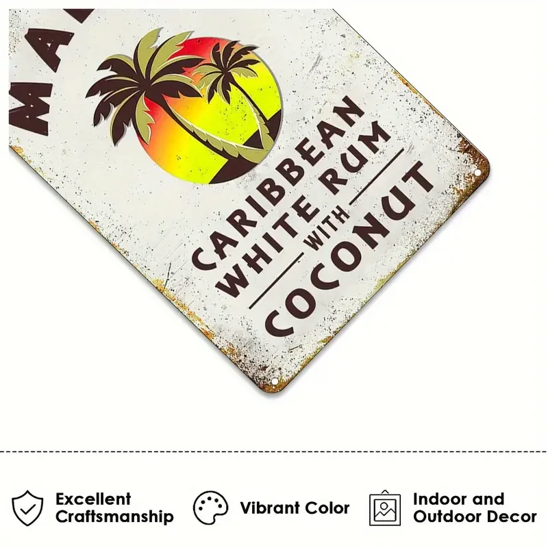 Retro Malibu Rum Tin Sign – Chic, Durable Decor for Home, Bar, & Café | Easy to Install, Available in Black, Green, Yellow