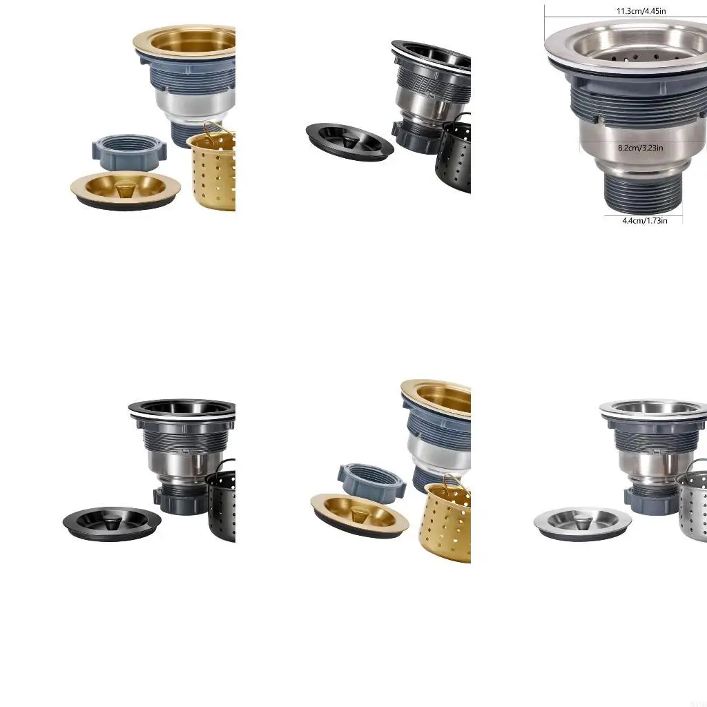 Basket Strainer Drain Set for Kitchen Sink Openings, Drain Cover, Seal Collar and Screw Mount Body for Home Sink Areas M4YD