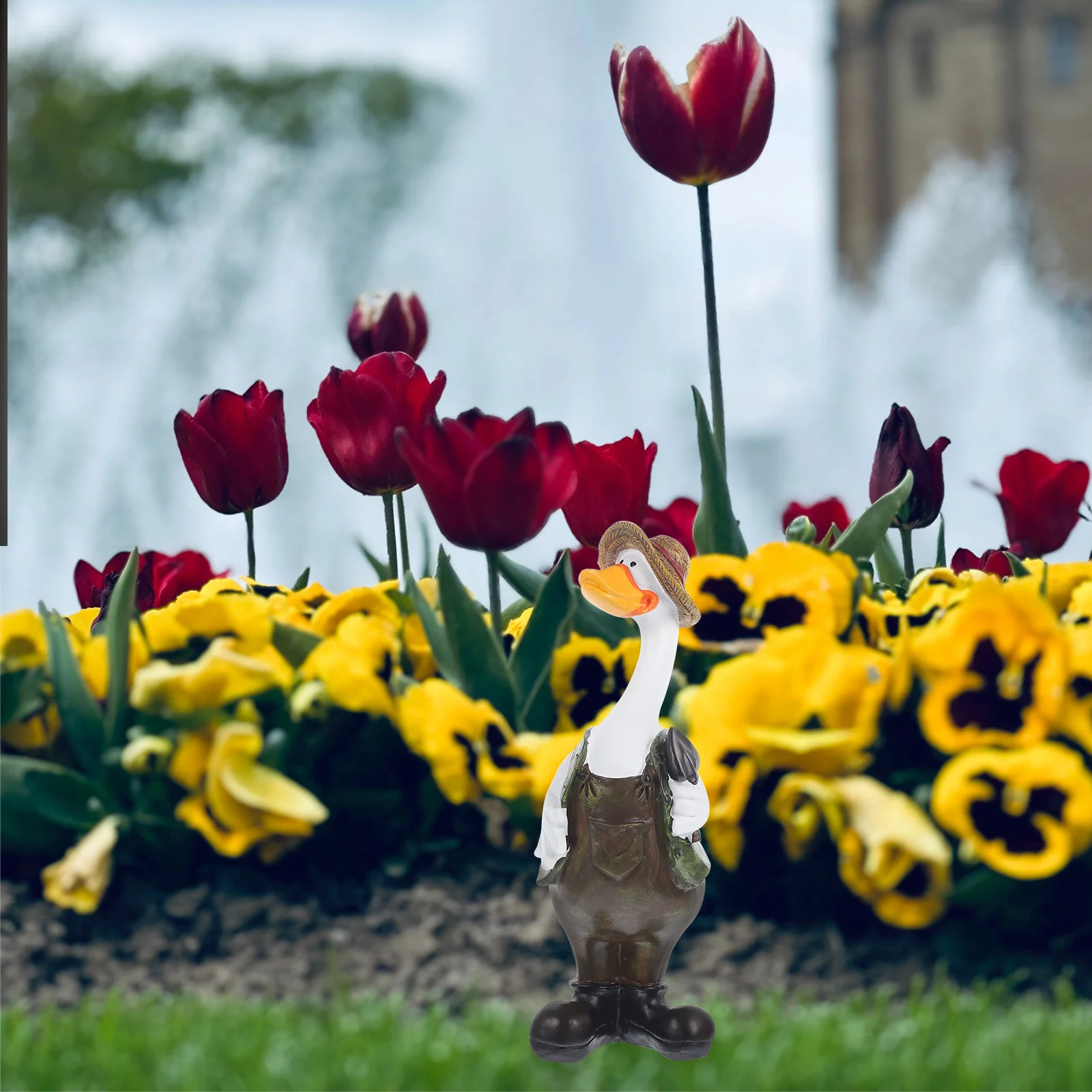 الكرتون بطة الراتنج حديقة زخرفة في الهواء الطلق ديكور الحديقة تمثال حيوان صغير لساحة فناء سطح المكتب لوحة سيارة