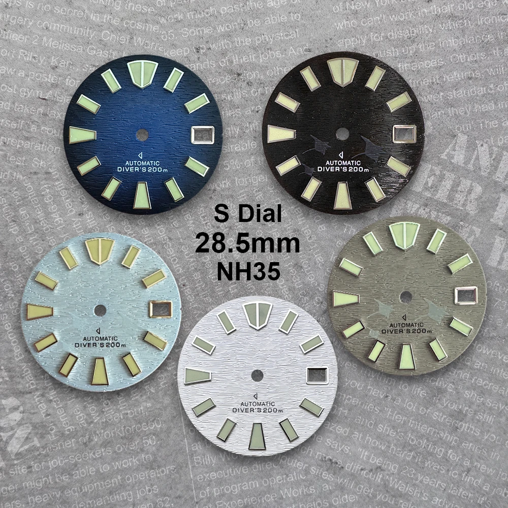 

28.5 mm Manta Ray S Logo Dial Suitable For NH35/NH36 Movement C3 Green Luminous High Quality Watch Modification Accessories