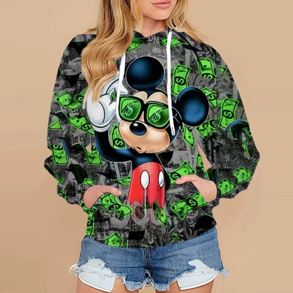 Disney Cartoon Minnie Mickey Mouse 3D Hoodie Sweatshirts Men Women Boys Girls Pullover Harajuku Streetwear Pocket Hoodies