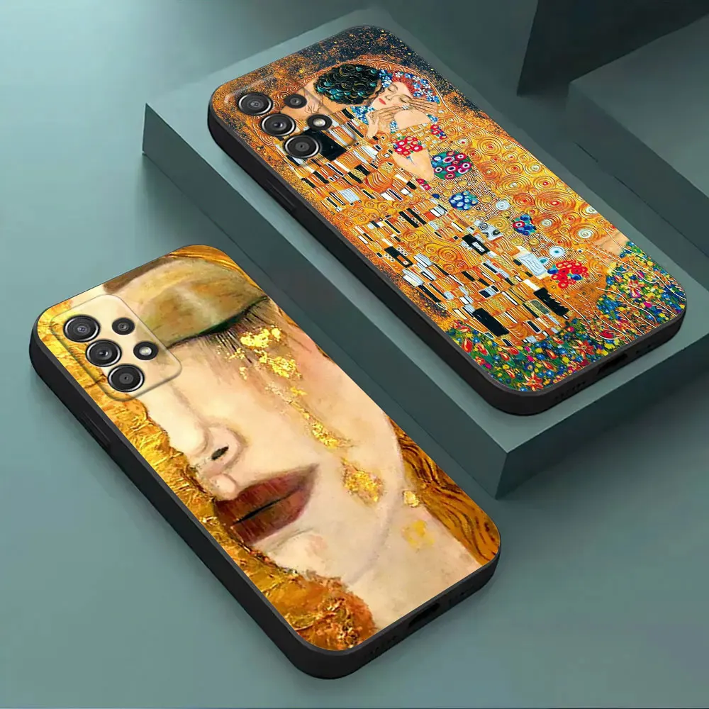 Kiss by Gustav Klimt Golden Freya's Tears Phone Case For Samsung Galaxy A15 A25 A24 A23 A22 A21S A20s A13 A05S A04 A03 A14 Cover