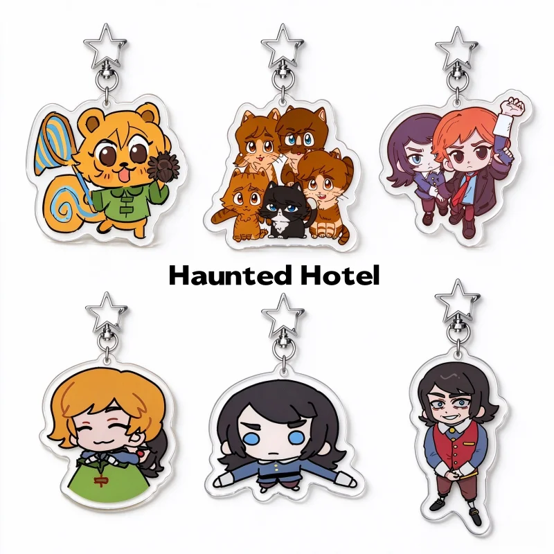 Haunted Hotel 6cm Acrylic Keychain Abaddon Esther Star Lobster Clasp Backpack Charm Halloween Christmas Gifts