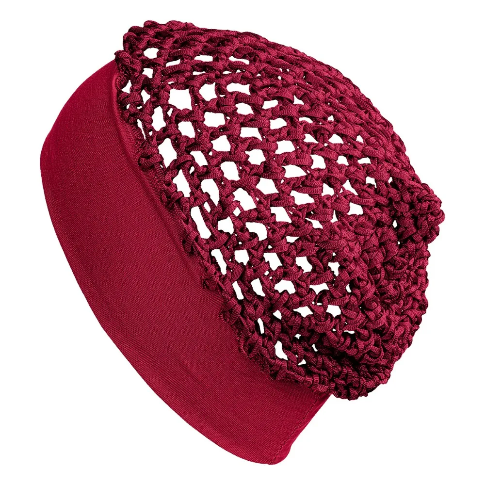 

Soft Stretchy Hair Net Cap Solid Color Comfortable Sleep Hairnet Head Cover One Size Knit Protect Hairnet Long Straight/Curly