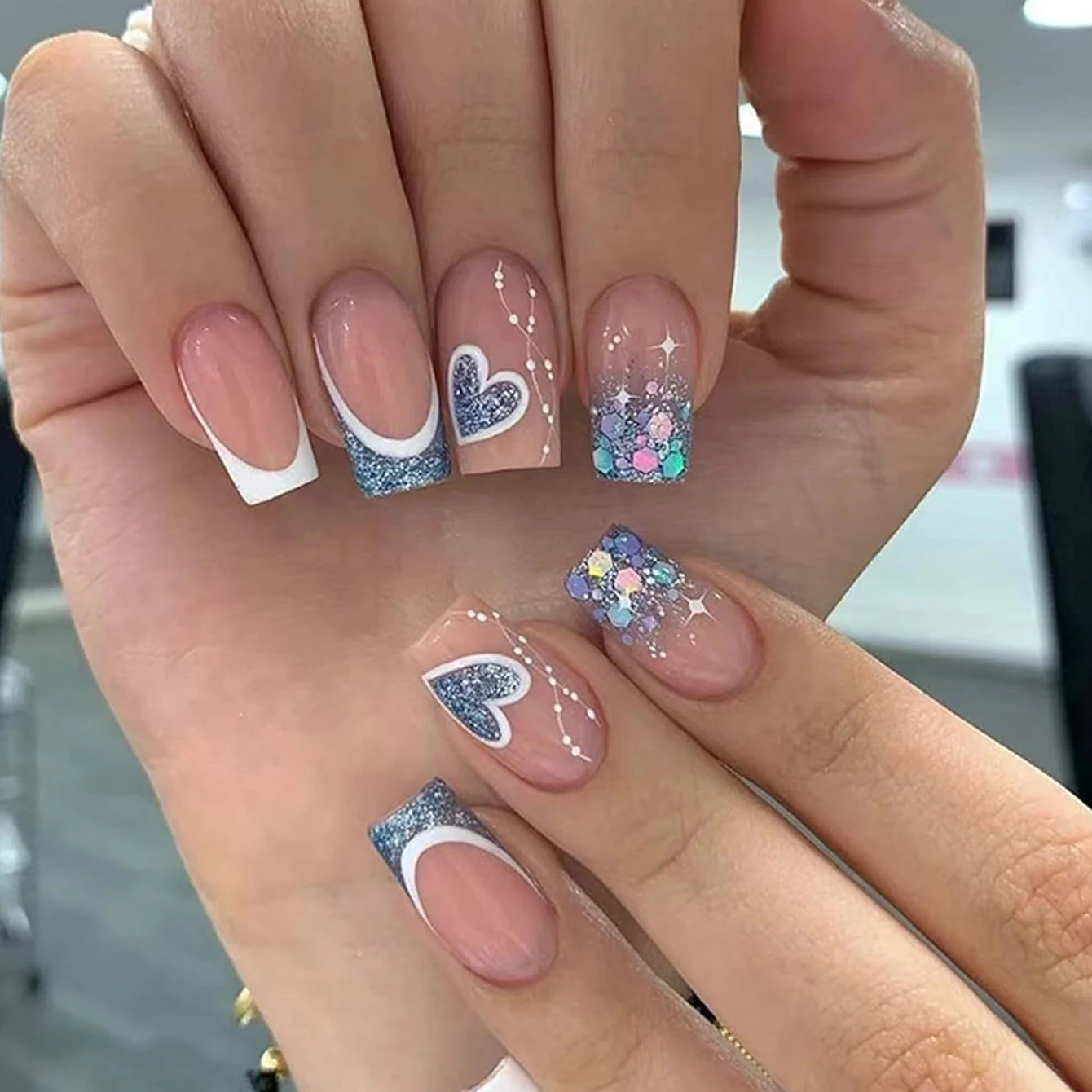 24 stuks lange Franse minimalistische kleur bijpassende nagels met 1 jelly gel en 1 nagelvijl