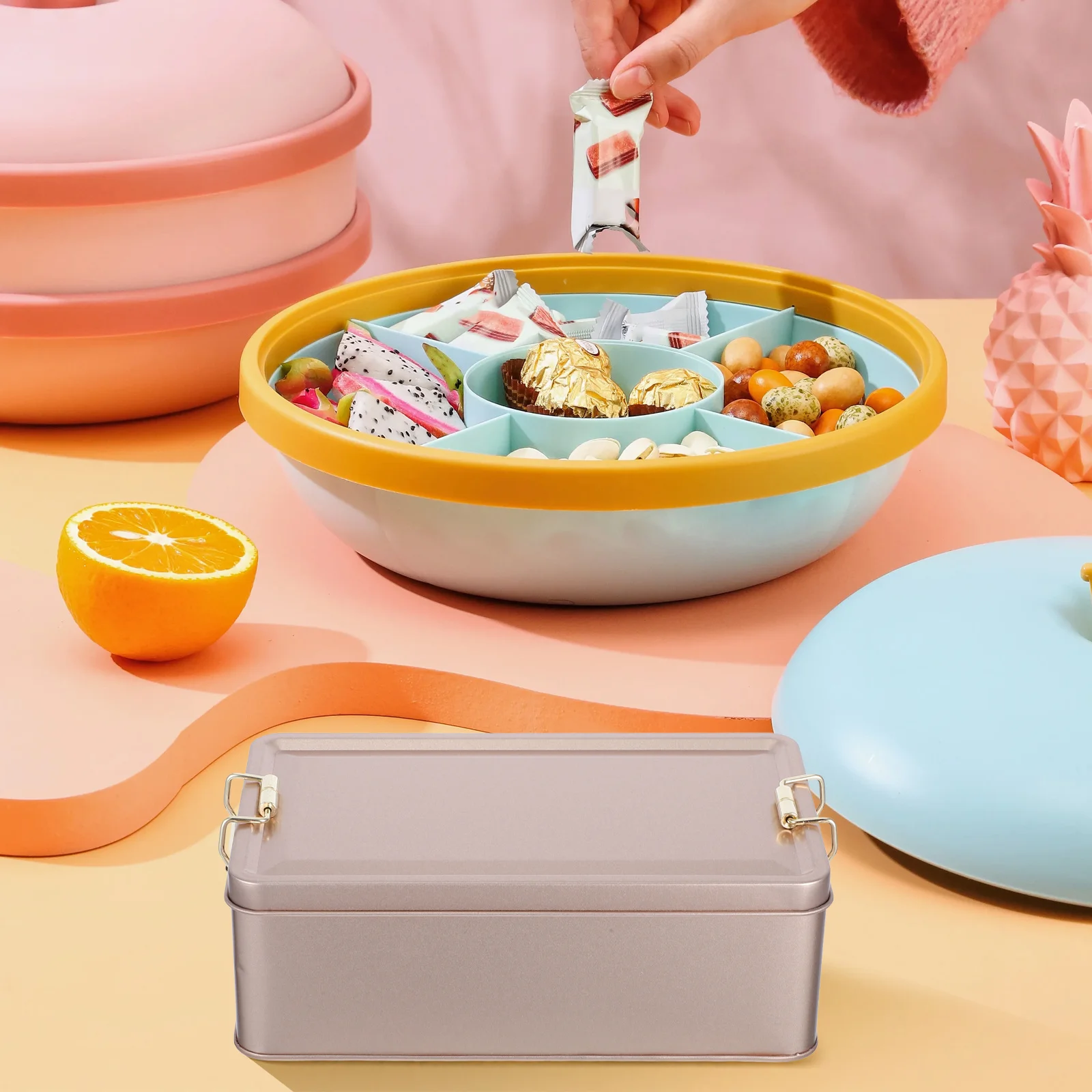 

Iron Tin Box Rectangular Metal Storage Container For Cookies Candies Pastries Reusable Sealed Freshness