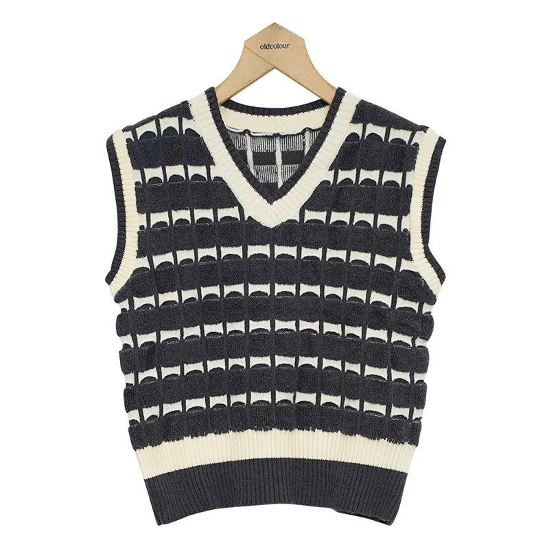 

Ololour Европейский вязаный жилет с v-образным вырезом, ультра-короткий цельный шерстяной женский свитер из полиэфирного волокна, осень 2022, C...