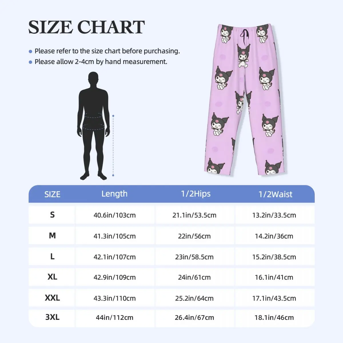 Custom Print Kuromi Pyjamahose Herren Little Devil Sleep Nachtwäsche Hose mit Taschen