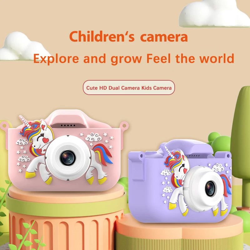 Mini Kids Cameras Portable cartoon multi-functions Toys Cameras Parent-Child Interaction Selfie Record the good Times Toy Camera