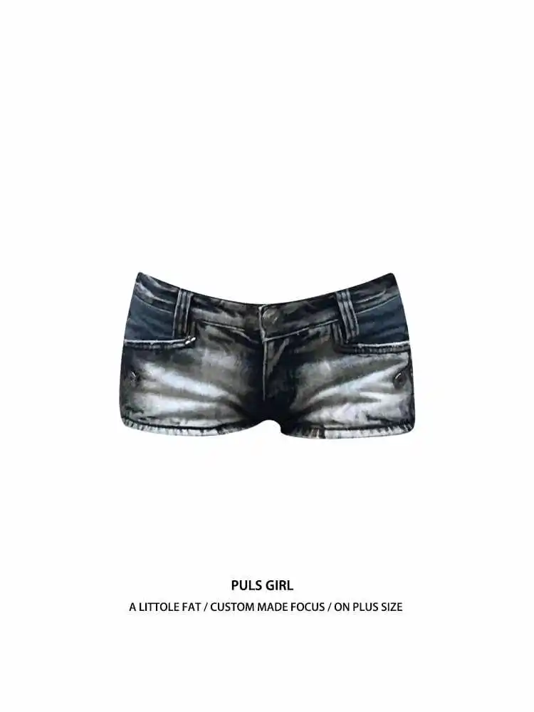 

Women's Denim Shorts Low Waist Mini Jeans Shorts Japanese 2000s Style Vintage Y2k Emo Cowboy Short Pants Harajuku Clothes Summer