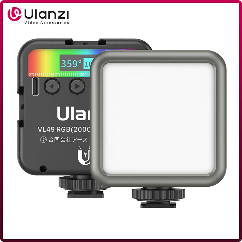 Ulanzi VL49 RGB Mini LED Video Light 2000mAh 2500K-9000K Portable Photography Lights Vlog Fill Light for DSLR SLR Camera Lamp