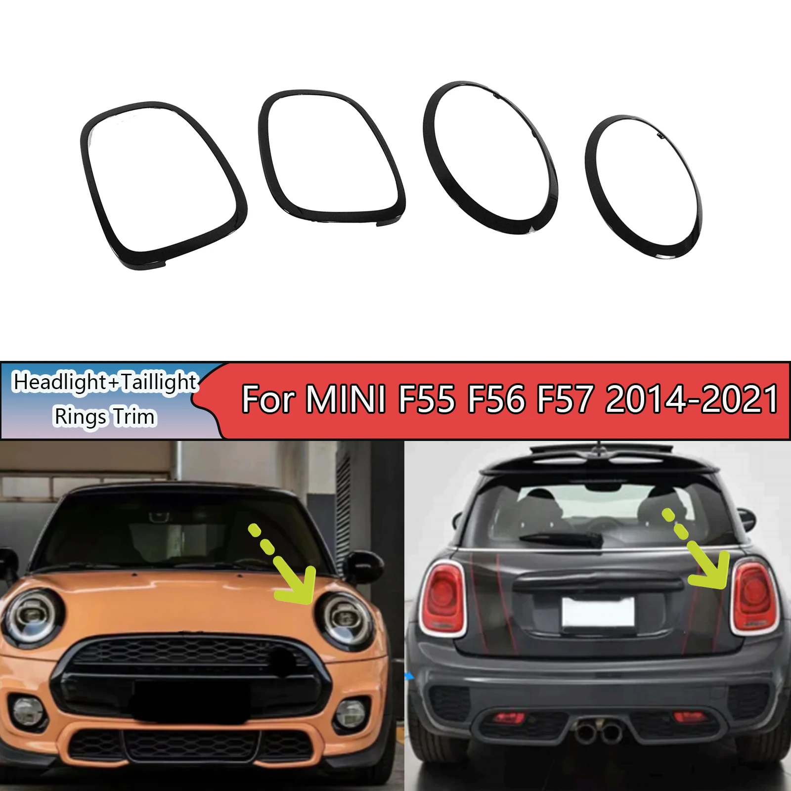

Для моделей MINI Cooper F55 F56 F57, 2014 2015-2021, кольца для фар и задних фонарей, автоаксессуары, прямая замена накладки