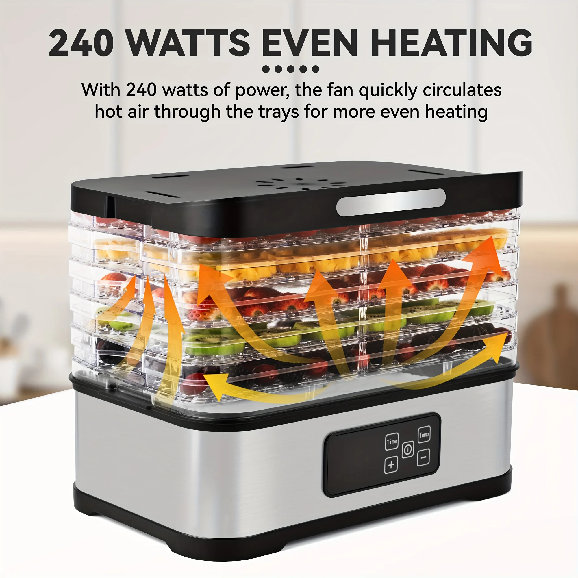 

5-Tray Food Dehydrator Machine with Digital Thermostat & Timer, Stainless Suitable for Jerky, Fruits, Herbs, Veggies, Yogur