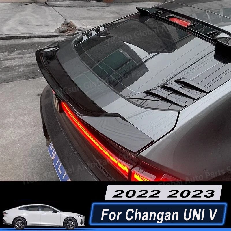 

Для Changan UNI V 2022 2023, задняя крышка багажника, спойлер с утиным хвостом, крылья R, стиль, глянцевый черный карбоновый ABS, тюнинговые аксессуары, детали