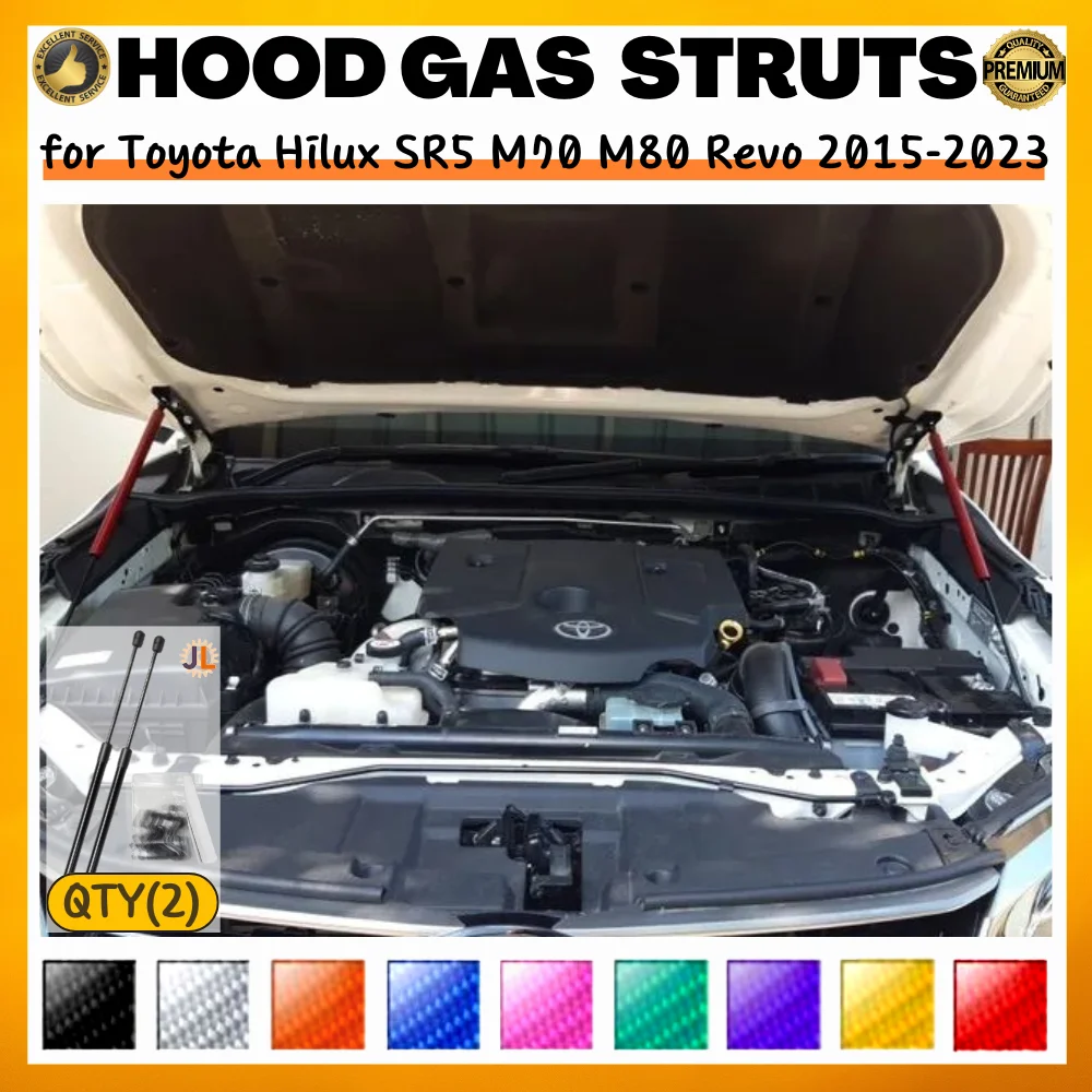 

Qty(2) Hood Struts for Toyota Hilux SR5 M70 M80 Revo 2015-2023 Front Bonnet Modify Gas Springs Shock Absorbers Lift Supports