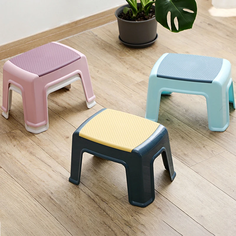 1Pc Children Bath Stools With Anti-slip Pads, Coffee Table Low Footstool Household Furniture Change Shoes Stool Kids Footrest