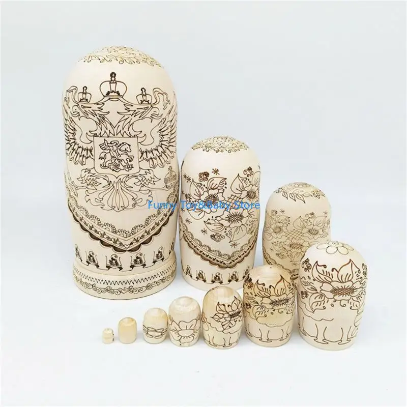 Vẽ tay Búp bê Matryoshka Nga làm tổ với thiết kế 10 lớp dành cho trẻ Học tập sáng tạo Du lịch Quà lưu niệm Cung cấp C90B