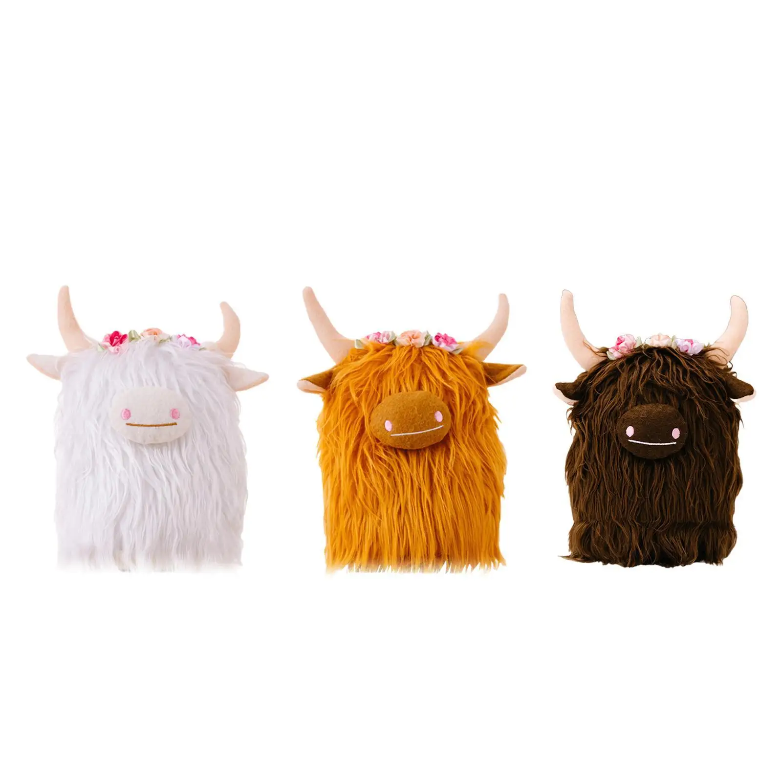 Stuffed Highland Cow Artificial Cute Animal Toy for Living Room Bedroom Desk