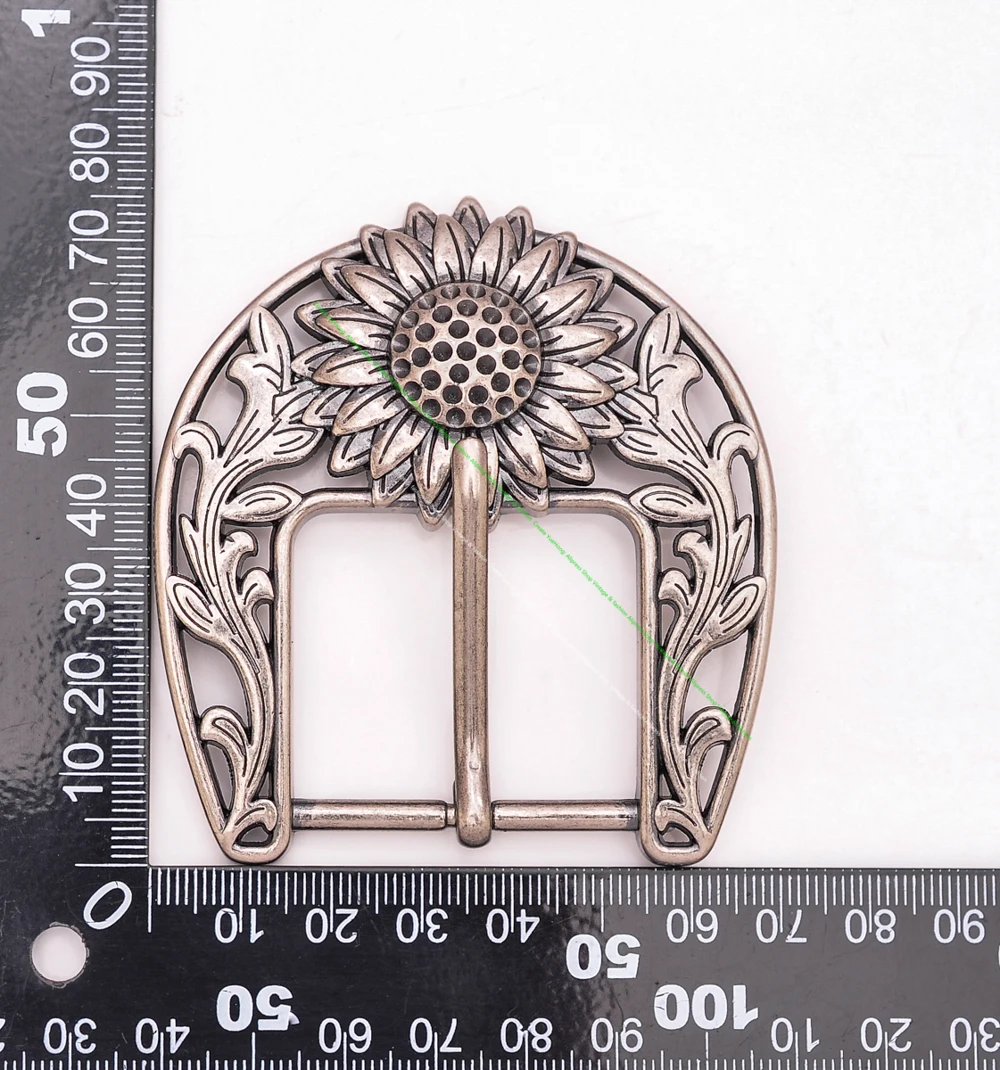 Antique Silver Solid Quality Western Cowboy Rodeo Sun Flower Diy Leathercraft Leather Belt Buckle Replacement Fit 32Mm