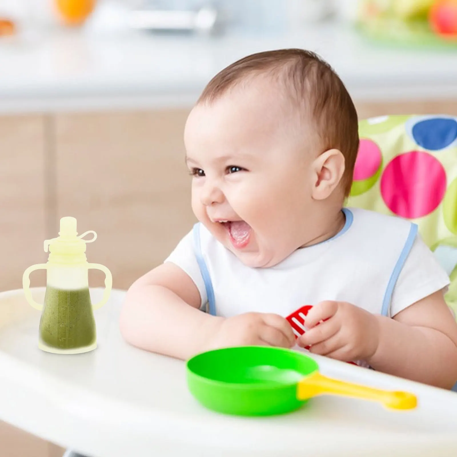 

Food Pouch Holder No Squeeze Baby Reusable Pouches Disposable Feeder Silica Gel Stopper
