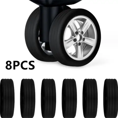 4/8PCS Black Silicone Travel Luggage Wheels Protector Cover With Silent Sound Suitcase Wheels Protection Cover Trolley Box 2#