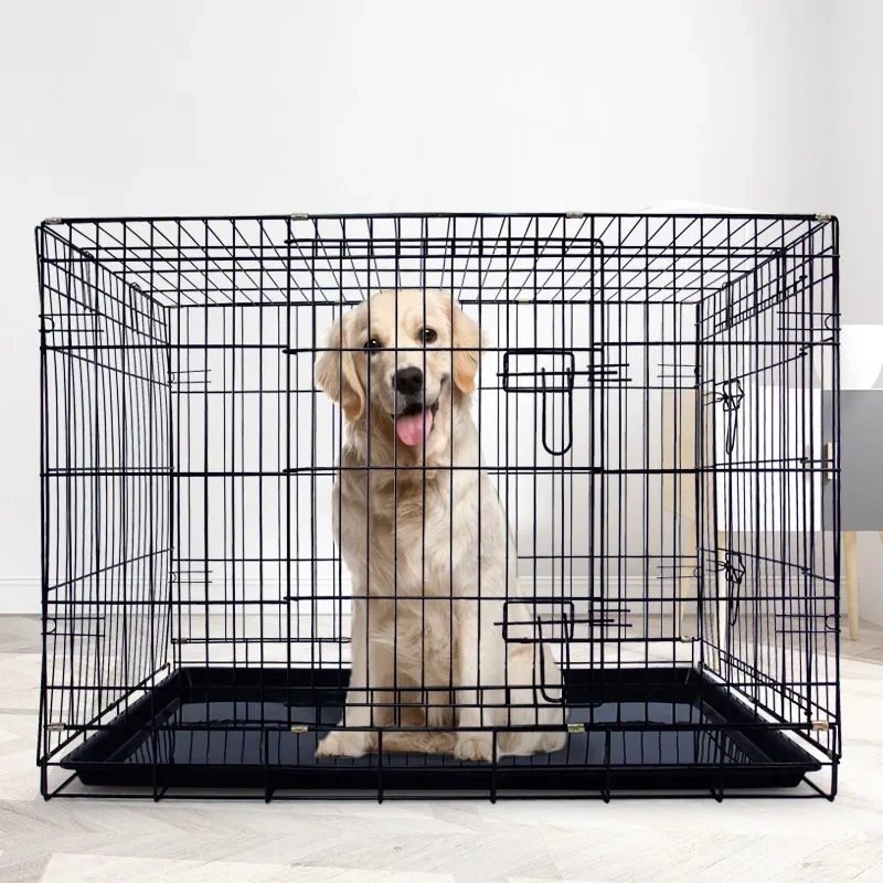 Spot supply pet transport cage cat and dog small animal iron cage double door simple thickening