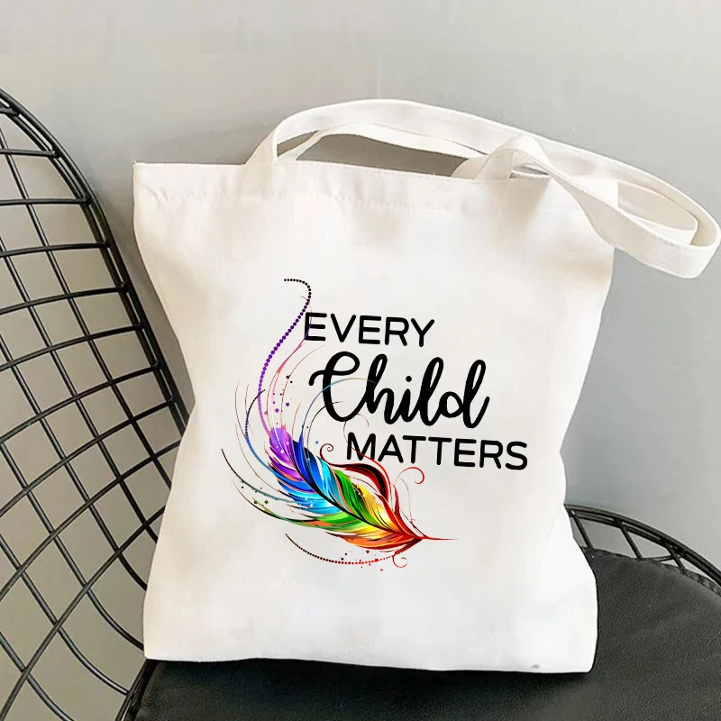 Funny Every Child Matters Orange Shirt Day Printed Shopping Bags Women Girl Fashion Casual Package Hand Bag Large Capacity bags