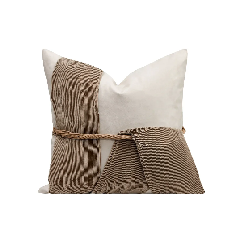 RUIYI French-Style Soft Furnishings Latte-Colored Light Luxury Cushion Brown Decorative Pillow Cover For Model Home Hotel Villa