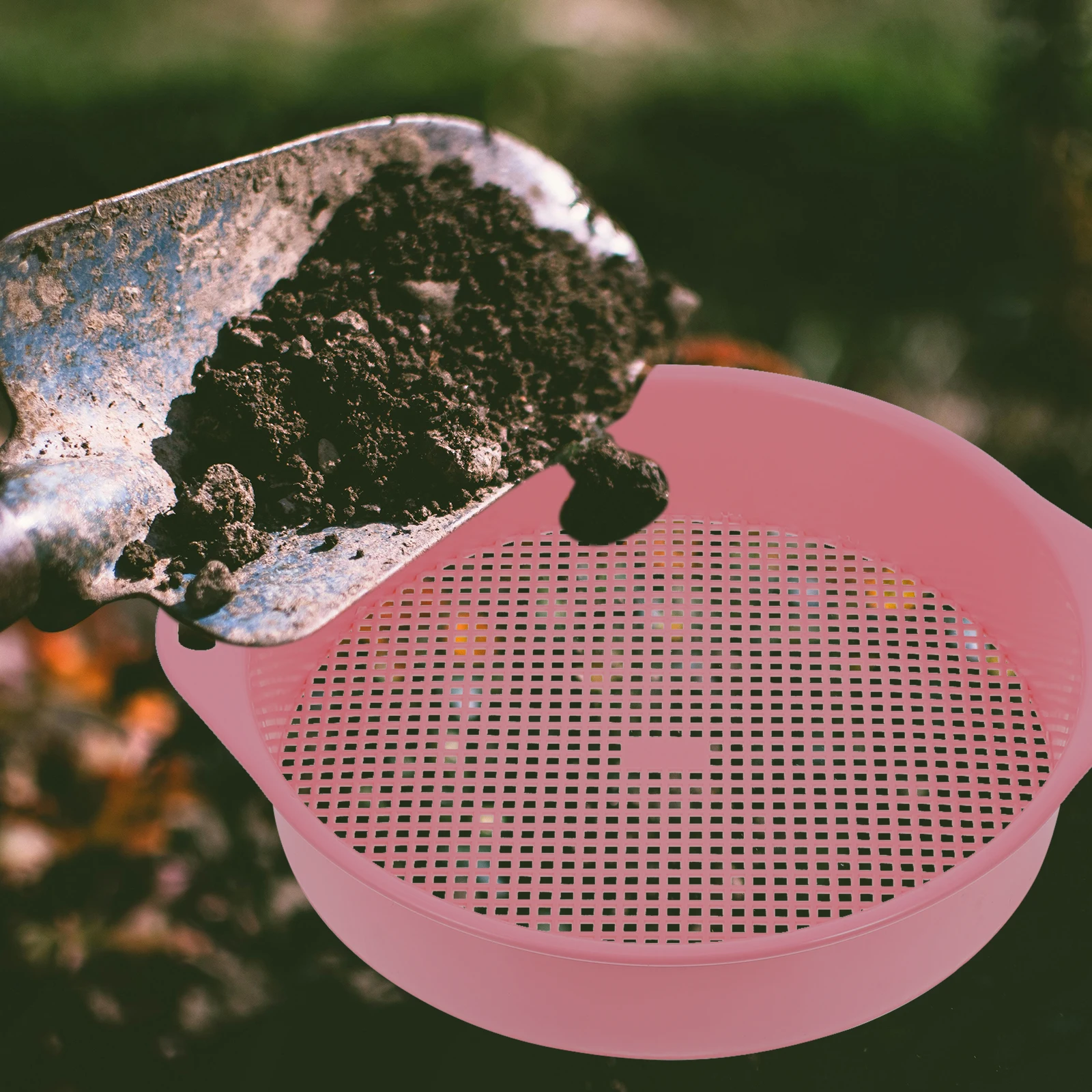 

2Pcs Soil Sieve 3mm Mesh Plastic Sifting Tool Garden Sand Stone Filter Pan Blue Pink Lightweight Gardening Planting Supplies