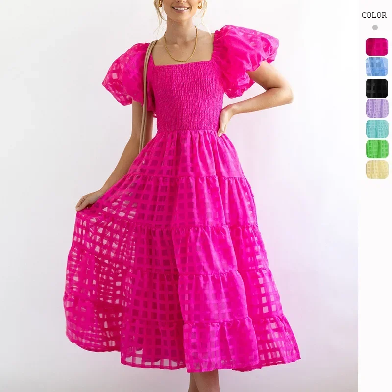 

Dress Summer One-shoulder Puffy Sleeves Fashion Spice Girls Full Skirt Women Birthday Dress for Women Women Wedding Dresses