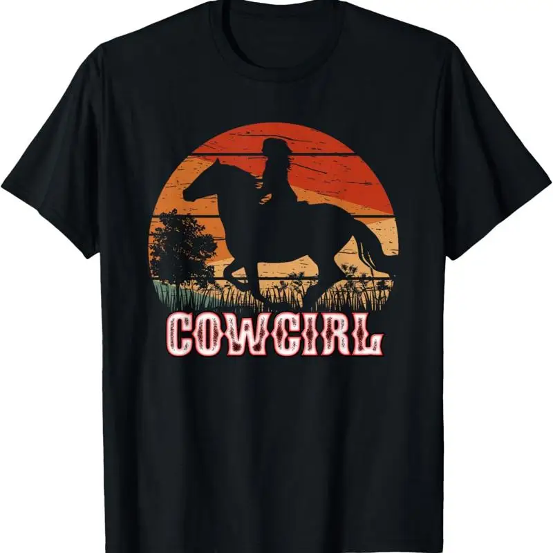 

Cowgirl Girl Horse Riding Vintage Style Rodeo Texas Ranch T Shirt