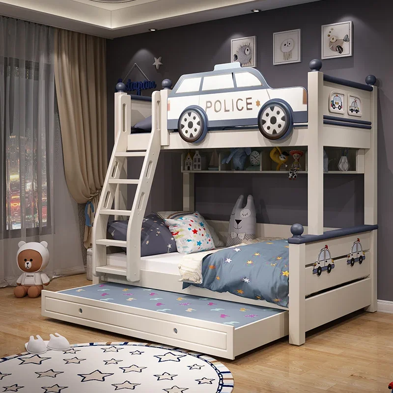 All solid wood children's bed up and down bunk bed high and low child bed mother and child  car be d upper and lower bunk slid